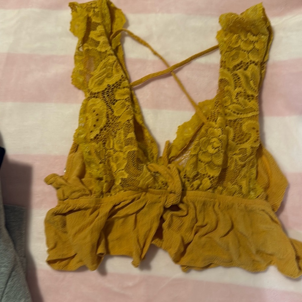 Yellow Forever 21 crop top, size Small